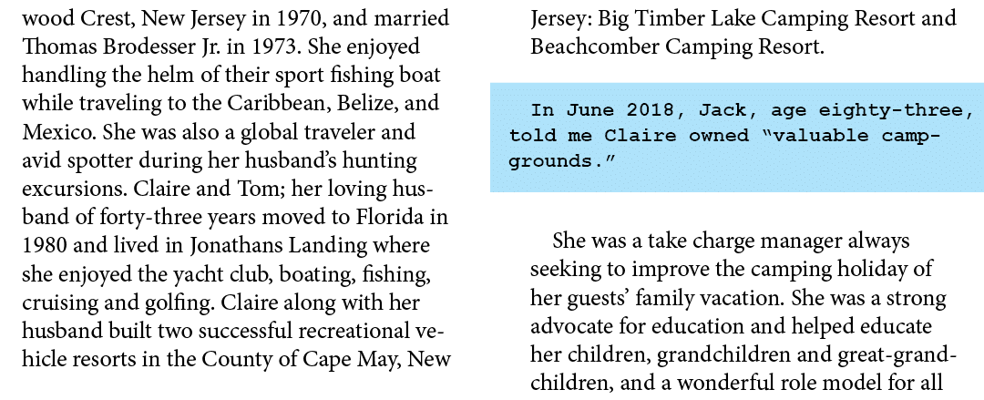 wood Crest, ﻿New Jersey in 1970, and married Thomas Brodesser Jr. in 1973. She enjoyed handling the helm of their spo...