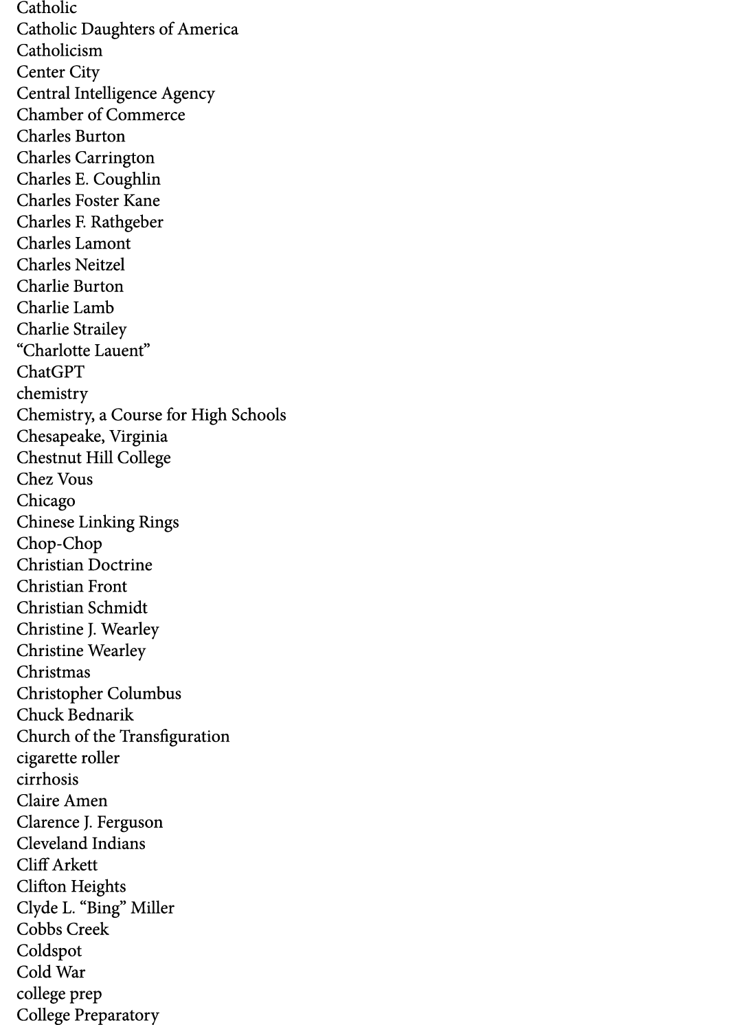 Catholic Catholic Daughters of America Catholicism Center City Central Intelligence Agency Chamber of Commerce Charle...