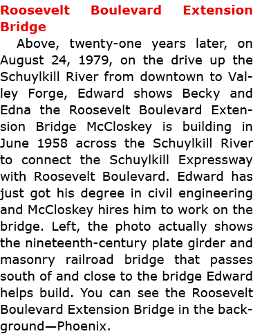 ﻿Roosevelt Boulevard Extension Bridge Above, twenty-one years later, on August 24, 1979, on the drive up the Schuylk...