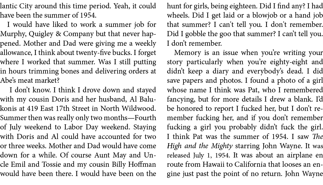lantic City around this time period. Yeah, it could have been the summer of 1954. I would have liked to work a summer...