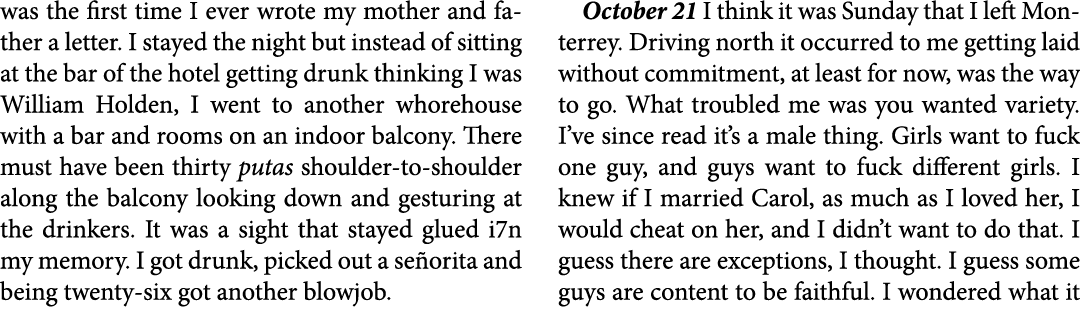 was the first time I ever wrote my mother and father a letter. I stayed the night but instead of sitting at the bar o...