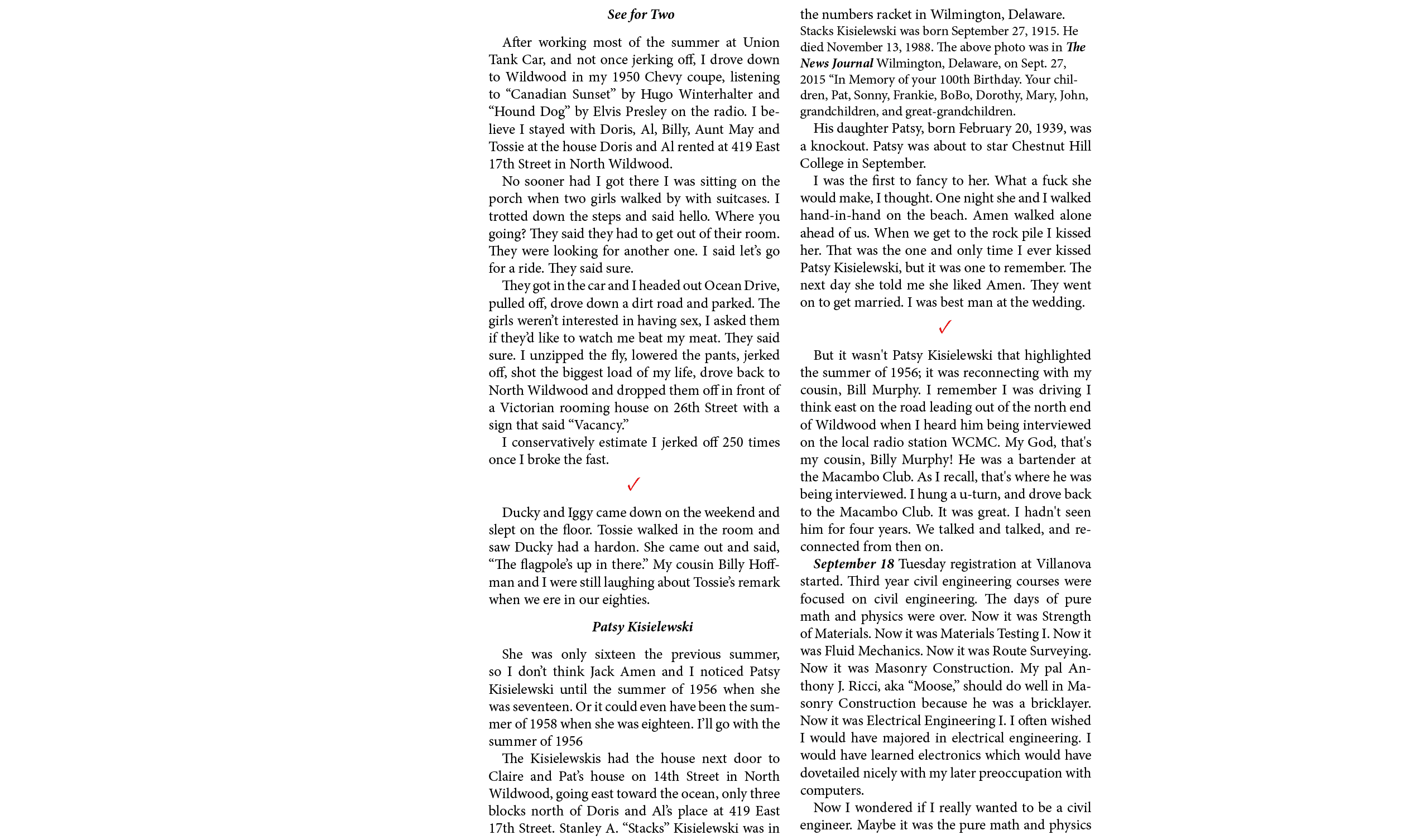 See for Two After working most of the summer at Union Tank Car, and not once jerking off, I drove down to ﻿Wildwood i...