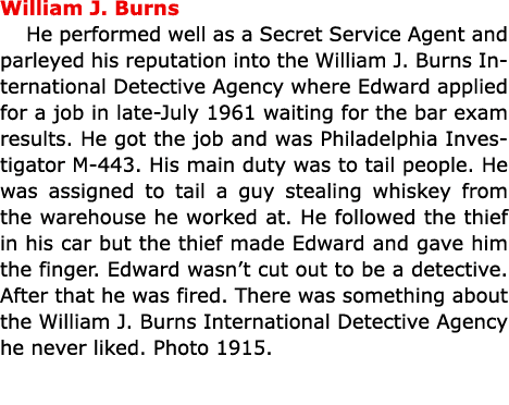 William J. Burns He performed well as a Secret Service Agent and parleyed his reputation into the ﻿﻿William J. Burns...
