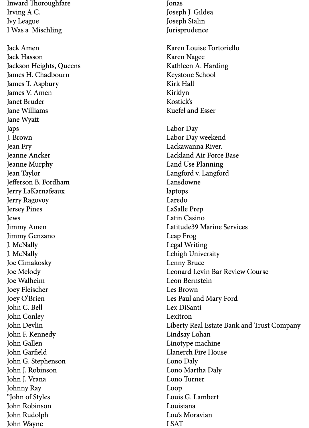 Inward Thoroughfare Irving A.C. Ivy League I Was a Mischling Jack Amen Jack Hasson Jackson Heights, Queens James H. C...