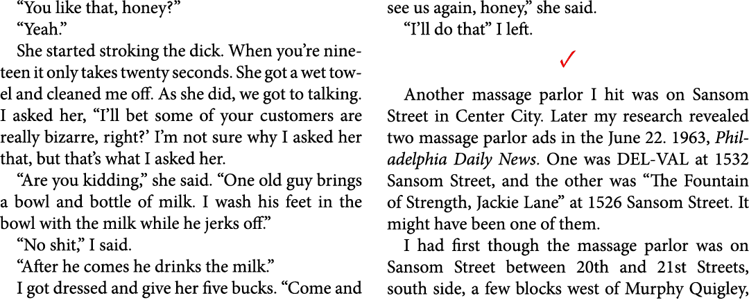 “You like that, honey?” “Yeah.” She started stroking the dick. When you’re nineteen it only takes twenty seconds. She...