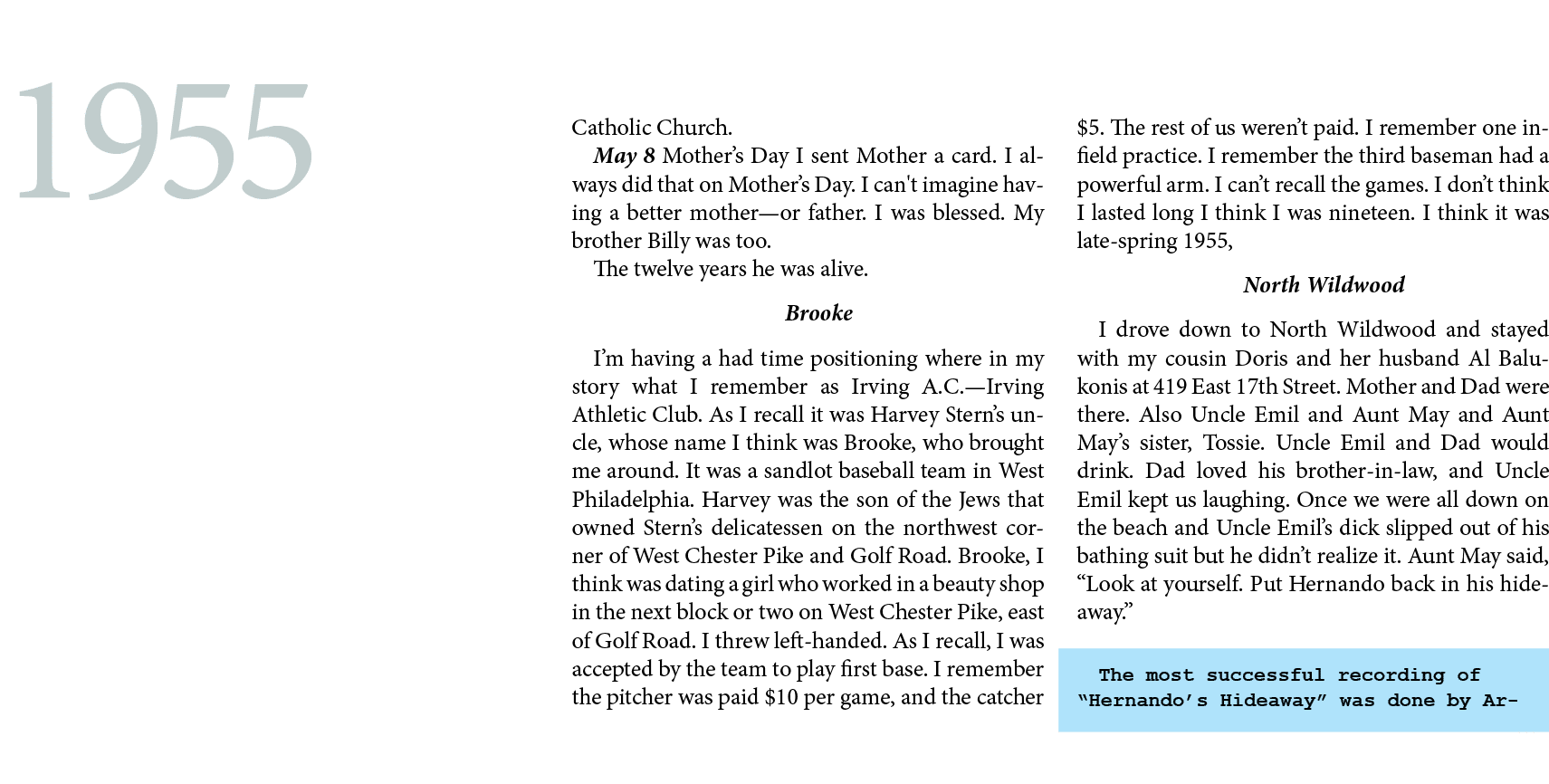 Catholic Church. May 8 Mother’s Day I sent Mother a card. I always did that on Mother’s Day. I can't imagine having ...