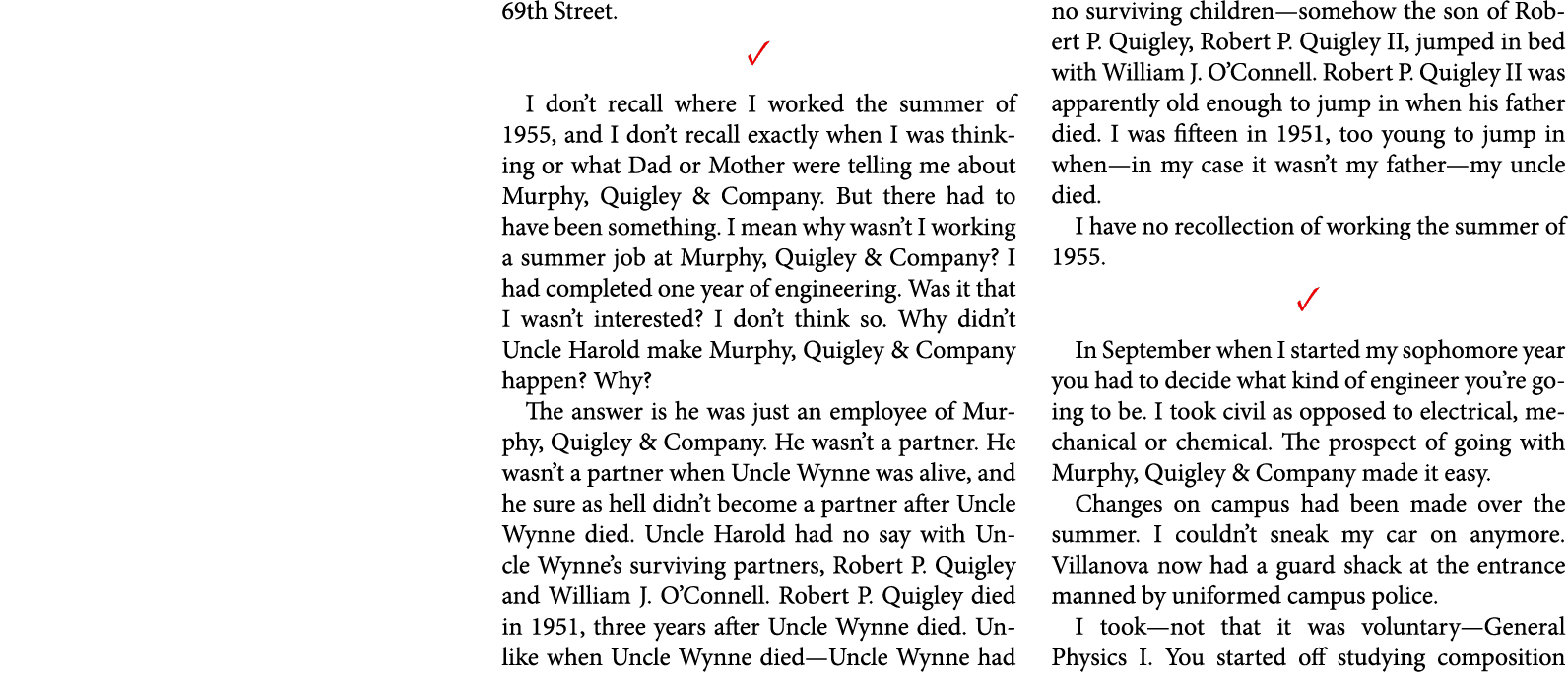 69th Street. ✓ I don’t recall where I worked the summer of 1955, and I don’t recall exactly when I was thinking or wh...