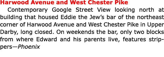 Harwood Avenue and ﻿West Chester Pike Contemporary Google Street View looking north at building that housed ﻿Eddie th...