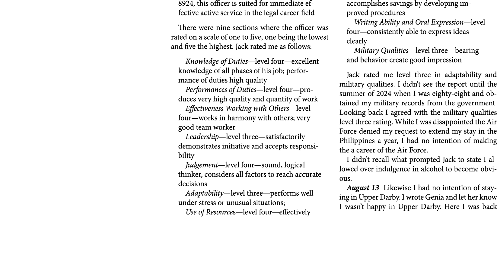 8924, this officer is suited for immediate effective active service in the legal career field There were nine section...