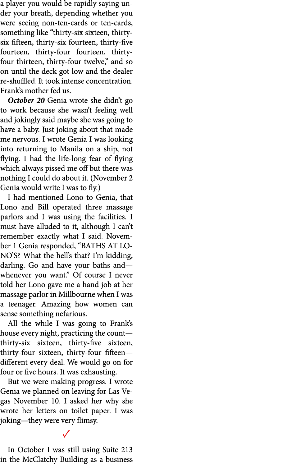 a player you would be rapidly saying under your breath, depending whether you were seeing non ten cards or ten cards,...