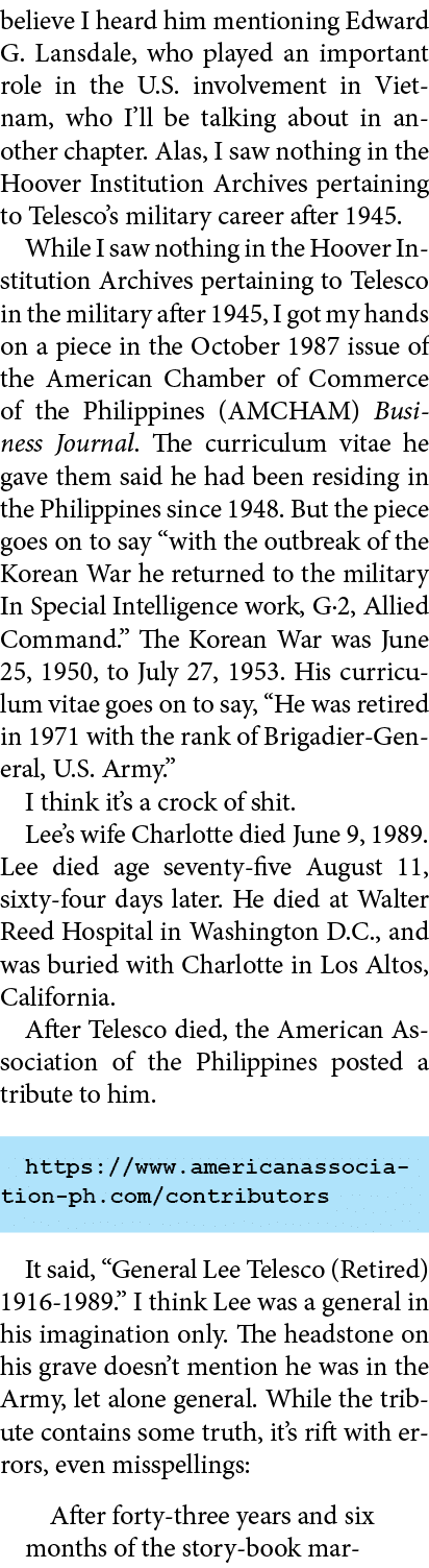 believe I heard him mentioning ﻿Edward G. Lansdale, who played an important role in the U.S. involvement in Vietnam, ...