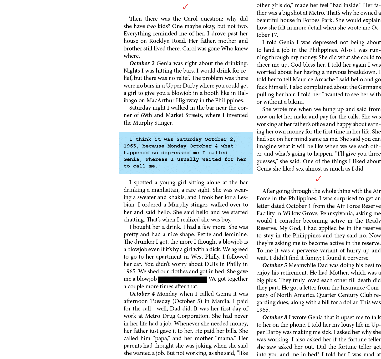 ✓ Then there was the Carol question: why did she have two kids? One maybe okay, but not two. Everything reminded me o...