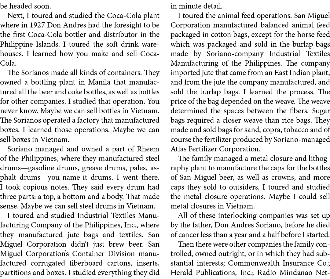 be headed soon. Next, I toured and studied the ﻿Coca Cola plant where in 1927 Don Andres had the foresight to be the ...