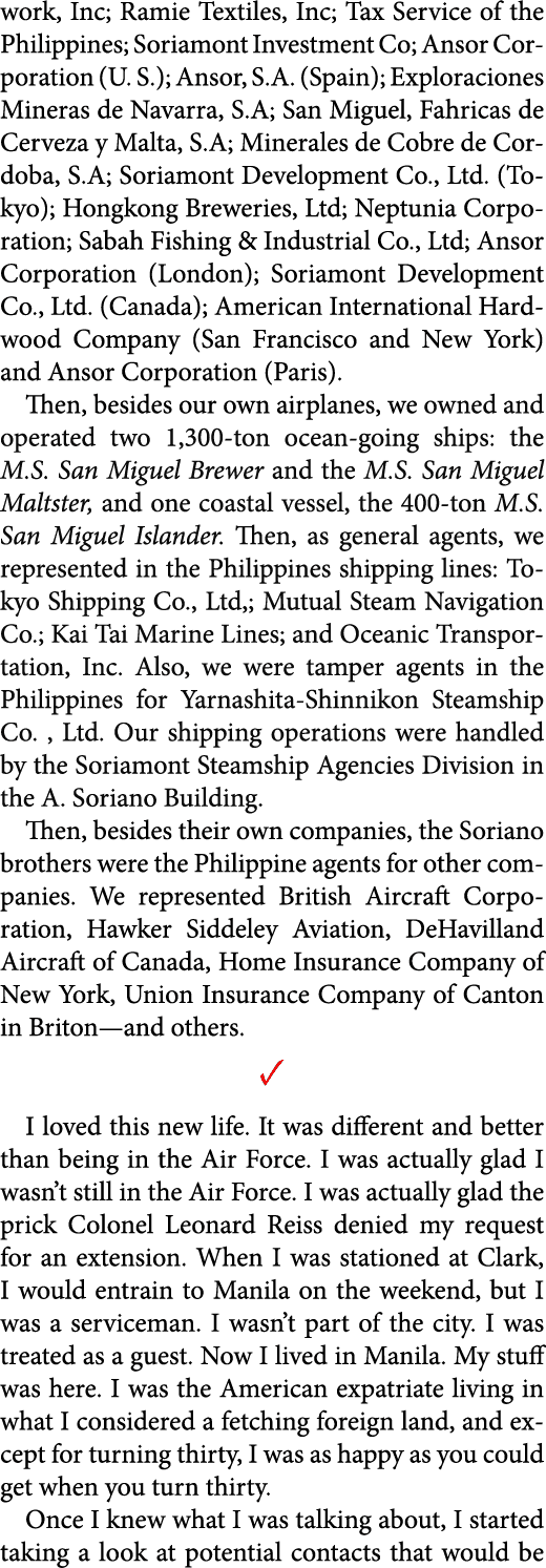 work, Inc; Ramie Textiles, Inc; Tax Service of the Philippines; ﻿Soriamont Investment Co; Ansor Corporation (U. S.); ...
