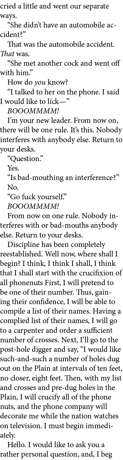 cried a little and went our separate ways. “She didn’t have an automobile accident?” That was the automobile accident...