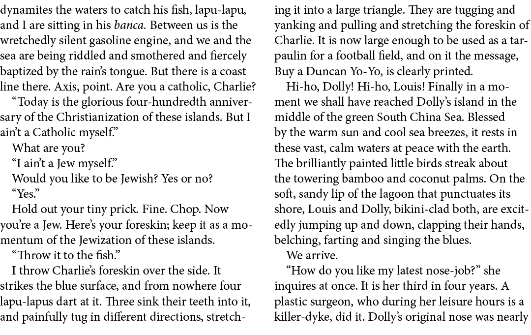 dynamites the waters to catch his fish, lapu lapu, and I are sitting in his banca. Between us is the wretchedly silen...