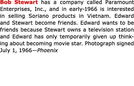 Bob Stewart has a company called ﻿Paramount Enterprises, Inc., and in early 1966 is interested in selling Soriano pr...
