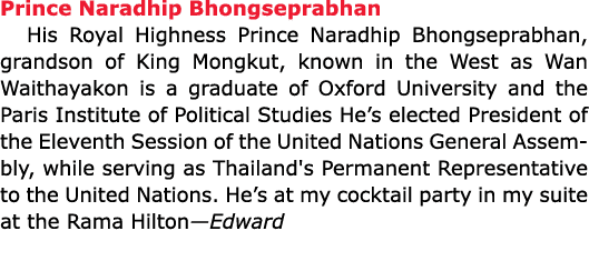 Prince Naradhip Bhongseprabhan His Royal Highness ﻿Prince Naradhip Bhongseprabhan, grandson of ﻿King Mongkut, known ...
