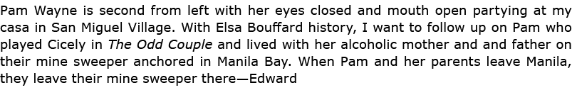 Pam Wayne is second from left with her eyes closed and mouth open partying at my casa in ﻿San Miguel Village. With E...