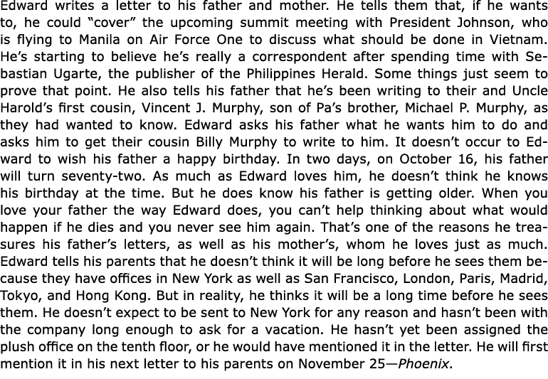 Edward writes a letter to his father and mother. He tells them that, if he wants to, he could “cover” the upcoming su...