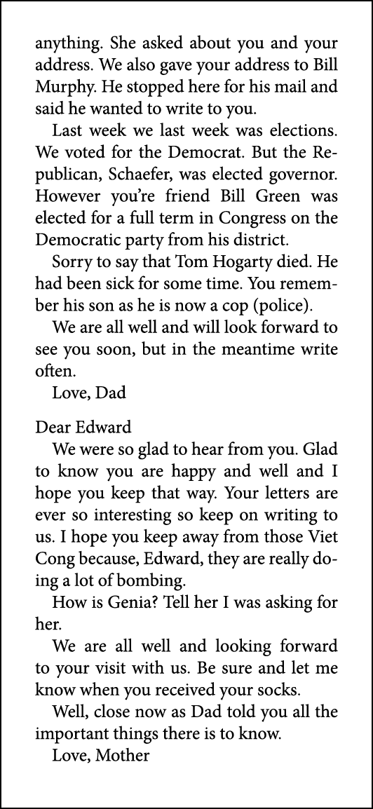 anything. She asked about you and your address. We also gave your address to Bill Murphy. He stopped here for his mai...