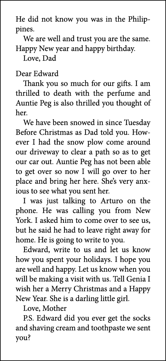 He did not know you was in the Philippines. We are well and trust you are the same. Happy New year and happy birthday...