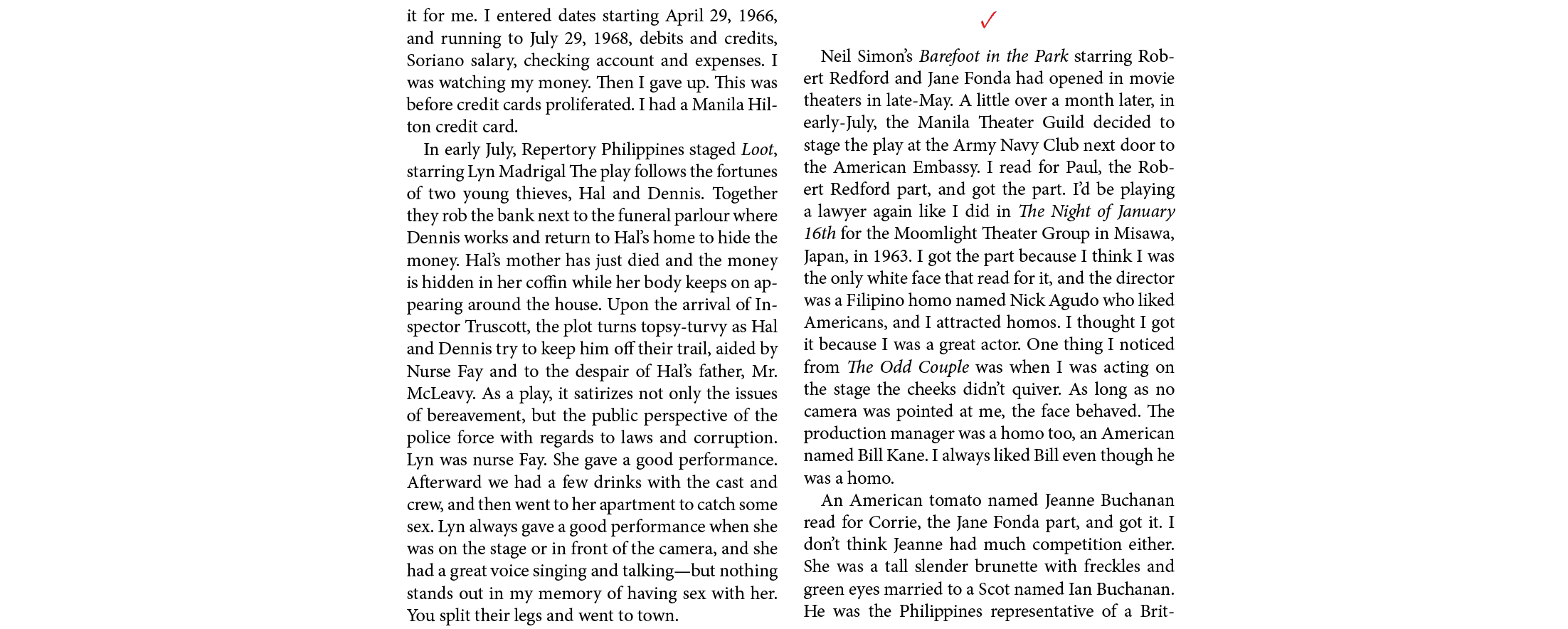 it for me. I entered dates starting April 29, 1966, and running to July 29, 1968, debits and credits, Soriano salary,...