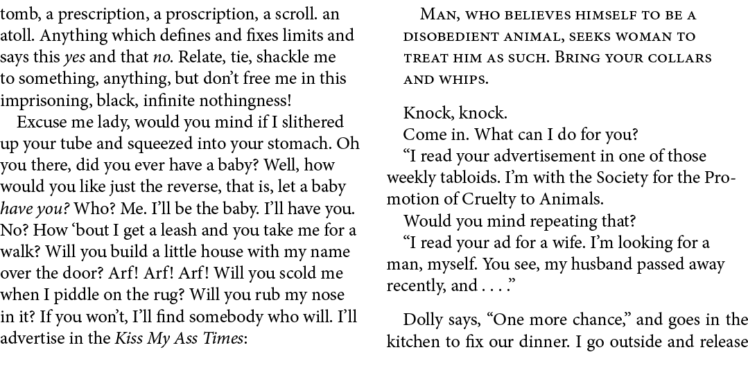 tomb, a prescription, a proscription, a scroll. an atoll. Anything which defines and fixes limits and says this yes a...