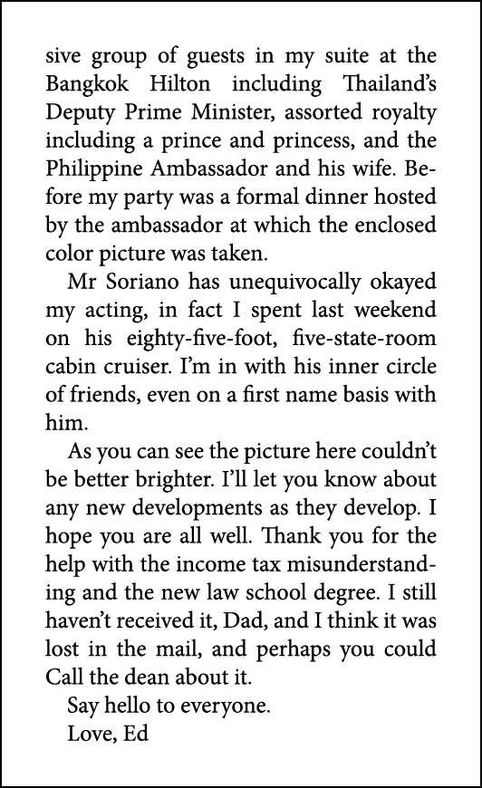 sive group of guests in my suite at the ﻿﻿Bangkok Hilton including Thailand’s Deputy Prime Minister, assorted royalty...