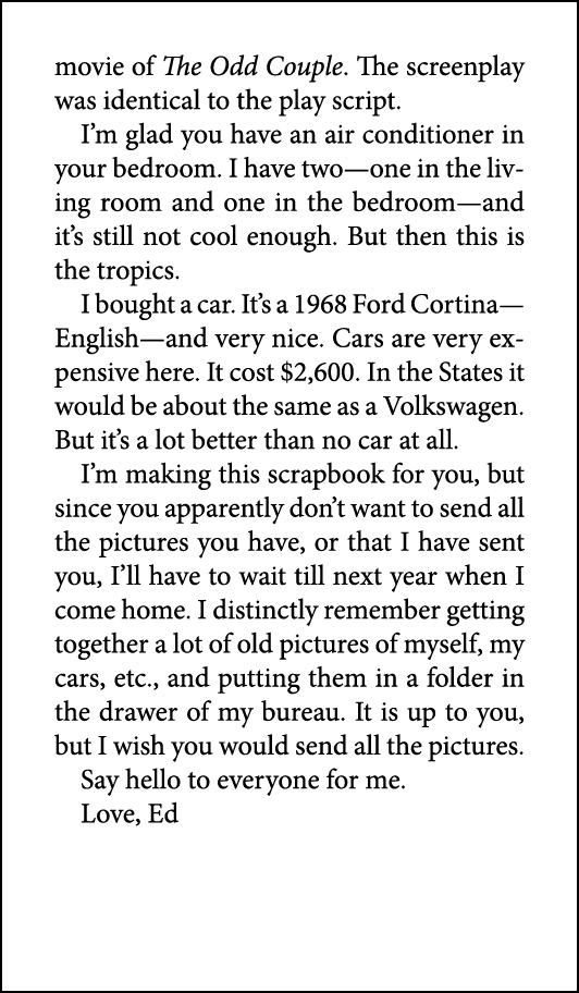 movie of The Odd Couple. The screenplay was identical to the play script. I’m glad you have an air conditioner in you...