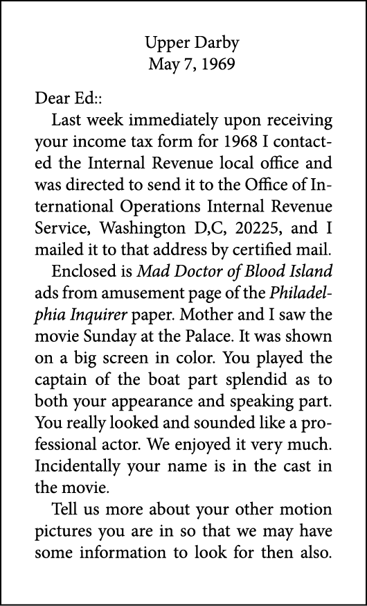 Upper Darby May 7, 1969 Dear Ed:: Last week immediately upon receiving your income tax form for 1968 I contacted the ...