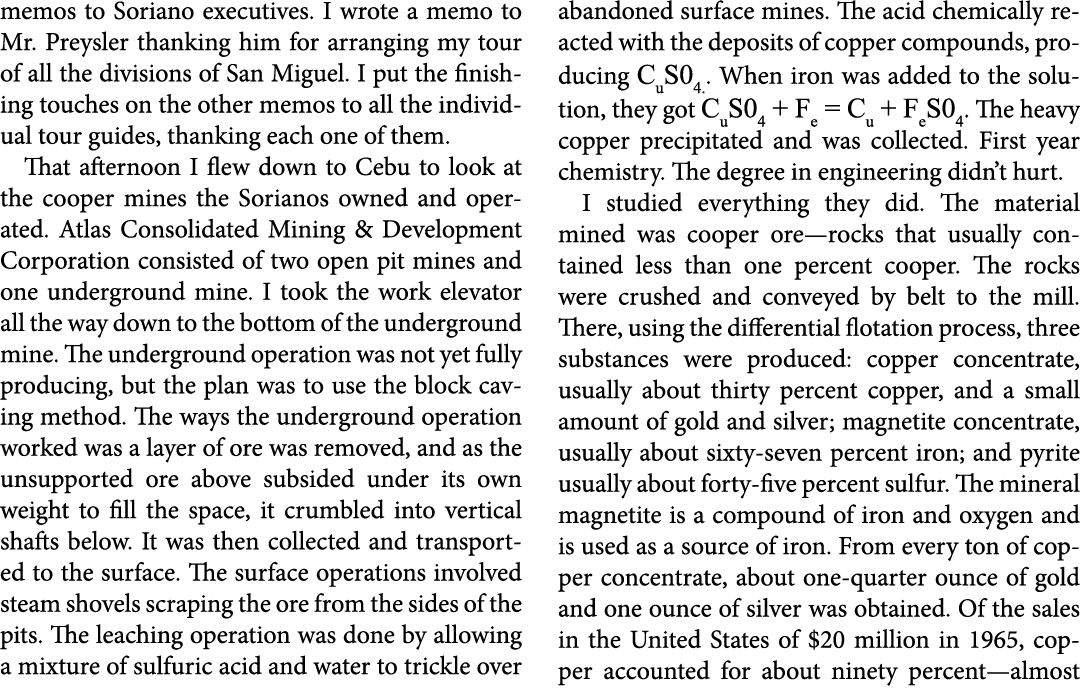 memos to Soriano executives. I wrote a memo to Mr. Preysler thanking him for arranging my tour of all the divisions o...