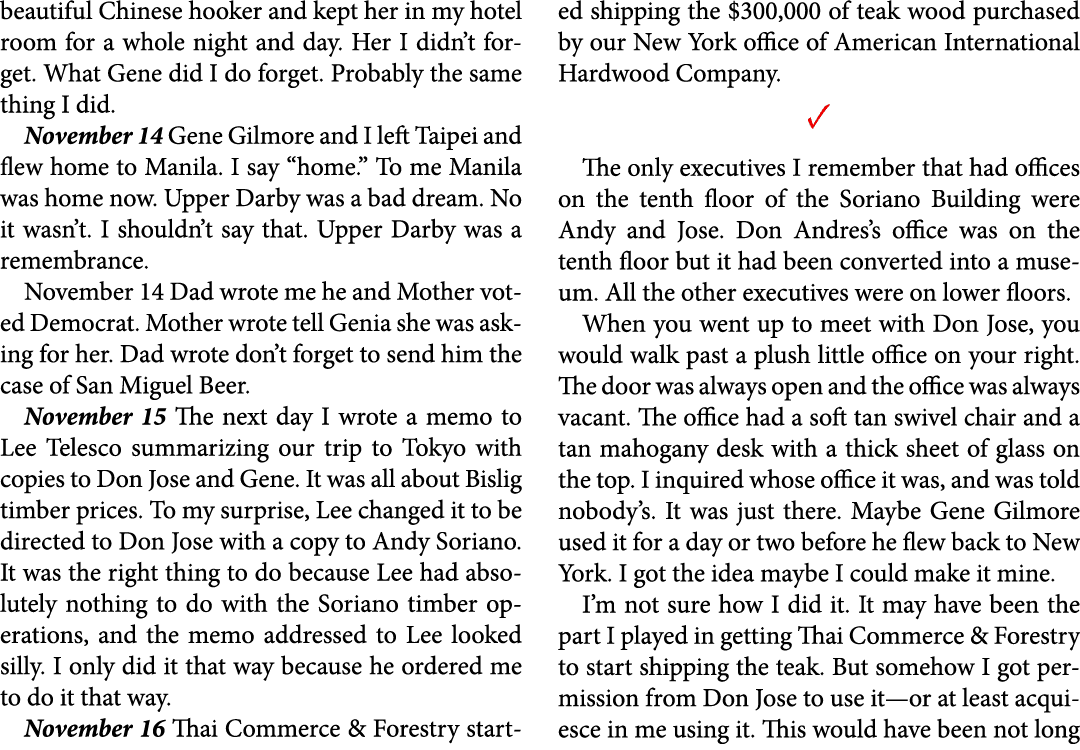 beautiful Chinese ﻿hooker and kept her in my hotel room for a whole night and day. Her I didn’t forget. What Gene did...