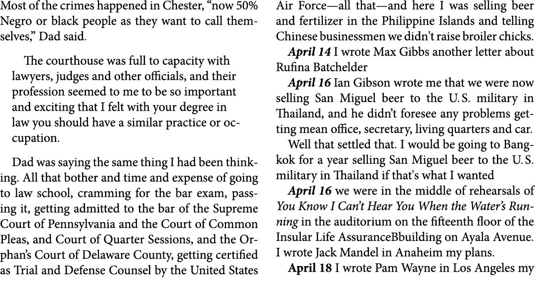 Most of the crimes happened in Chester, “now 50% Negro or black people as they want to call themselves,” Dad said. Th...