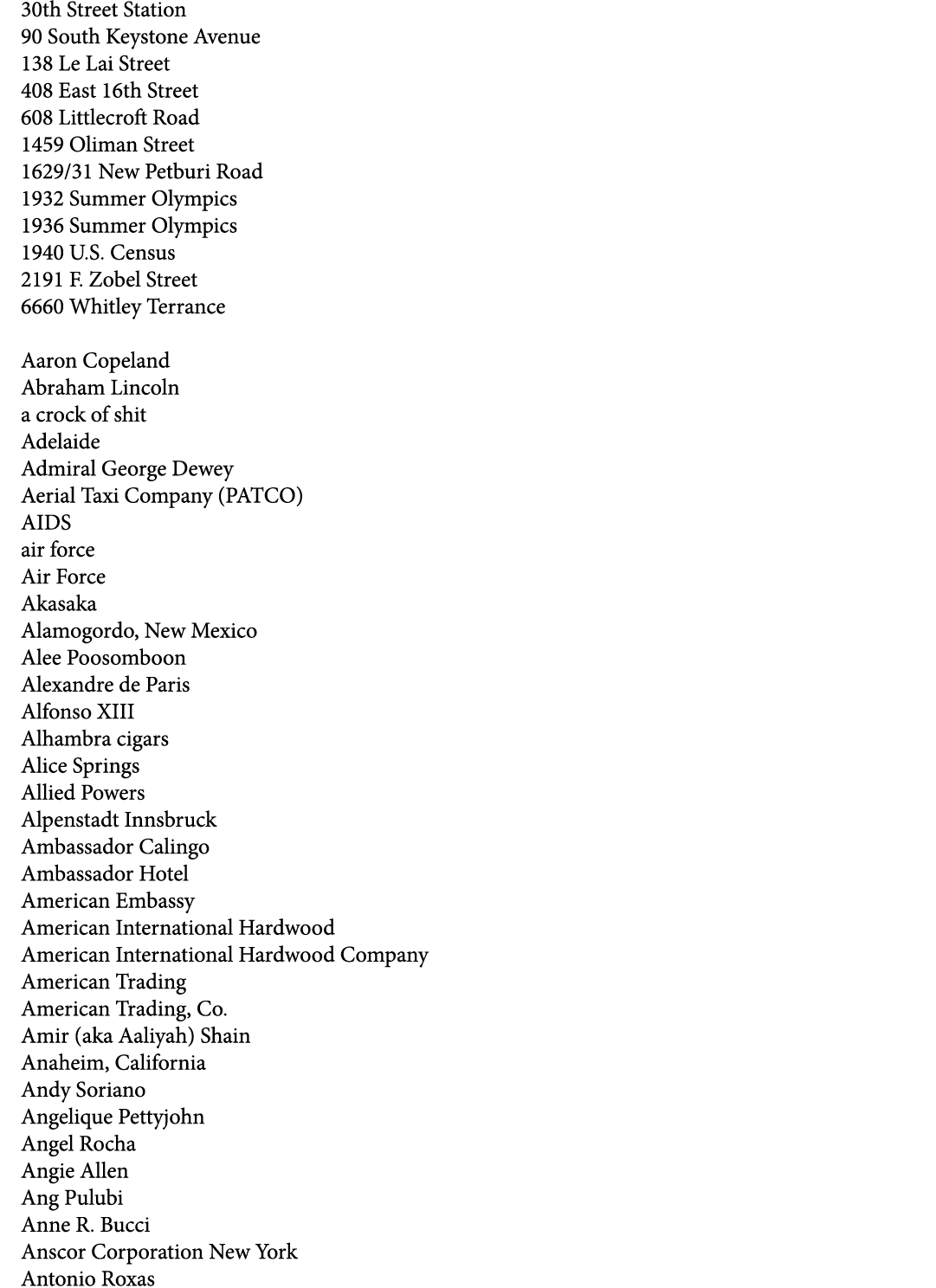30th Street Station 90 South Keystone Avenue 138 Le Lai Street 408 East 16th Street 608 Littlecroft Road 1459 Oliman ...