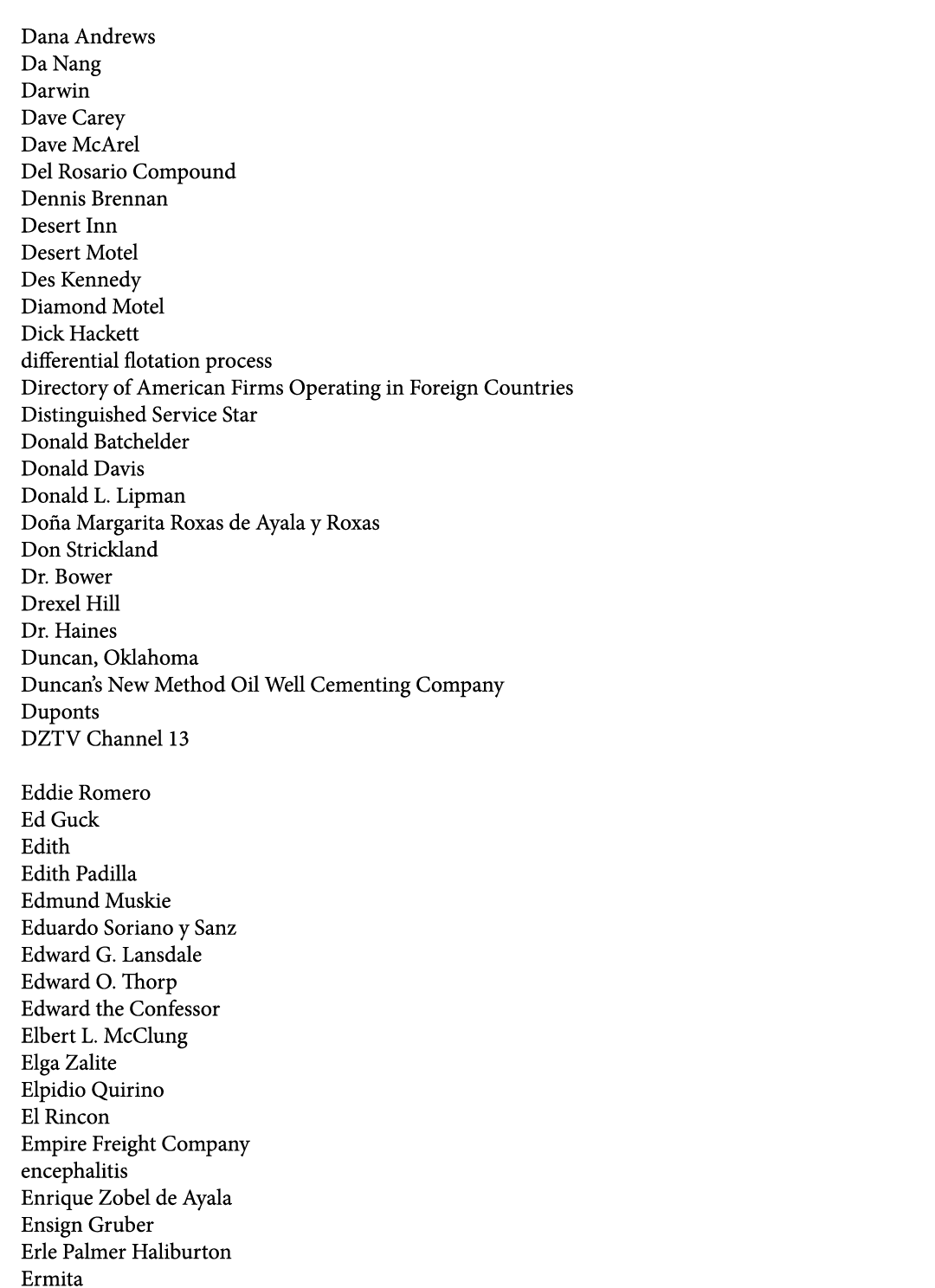  Dana Andrews Da Nang Darwin Dave Carey Dave McArel Del Rosario Compound Dennis Brennan Desert Inn Desert Motel Des K...