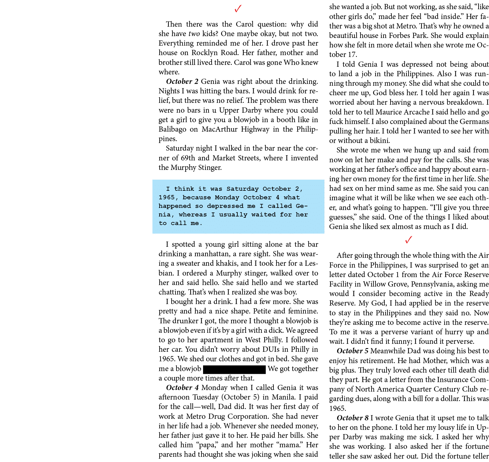 ✓ Then there was the Carol question: why did she have two kids? One maybe okay, but not two. Everything reminded me o...
