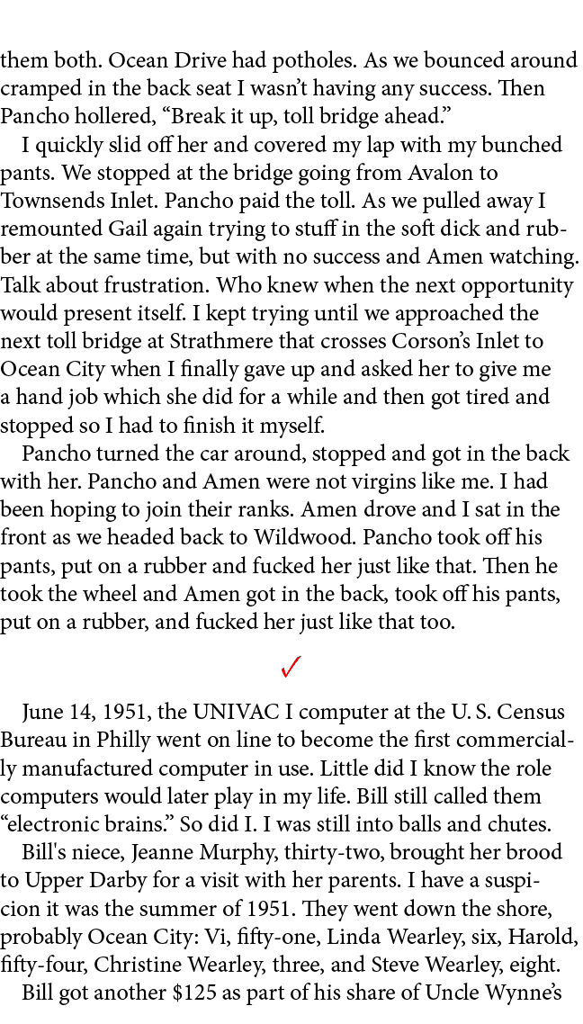 them both. Ocean Drive had potholes. As we bounced around cramped in the back seat I wasn’t having any success. Then ...