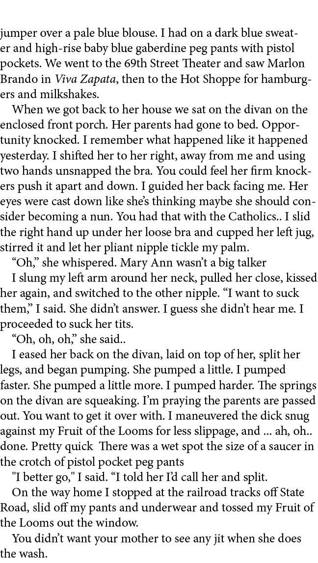 jumper over a pale blue blouse. I had on a dark blue sweater and high rise baby blue gaberdine peg pants with pistol ...