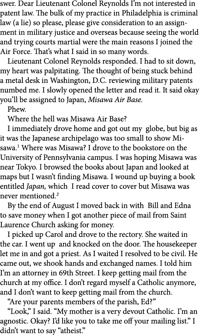 swer. Dear Lieutenant Colonel Reynolds I’m not interested in patent law. The bulk of my practice in ﻿Philadelphia is ...