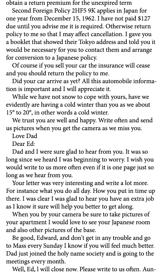 obtain a return premium for the unexpired term Second Foreign Policy 2HF5 9K applies in Japan for one year from Decem...