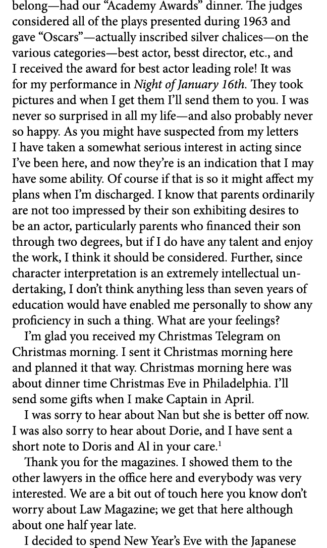 belong—had our “Academy Awards” dinner. The judges considered all of the plays presented during 1963 and gave “Oscars...