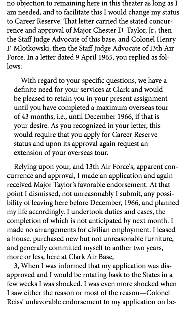 no objection to remaining here in this theater as long as I am needed, and to facilitate this I would change my statu...