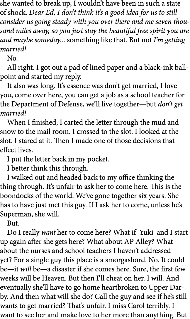 she wanted to break up, I wouldn’t have been in such a state of shock. Dear Ed, I don’t think it’s a good idea for us...