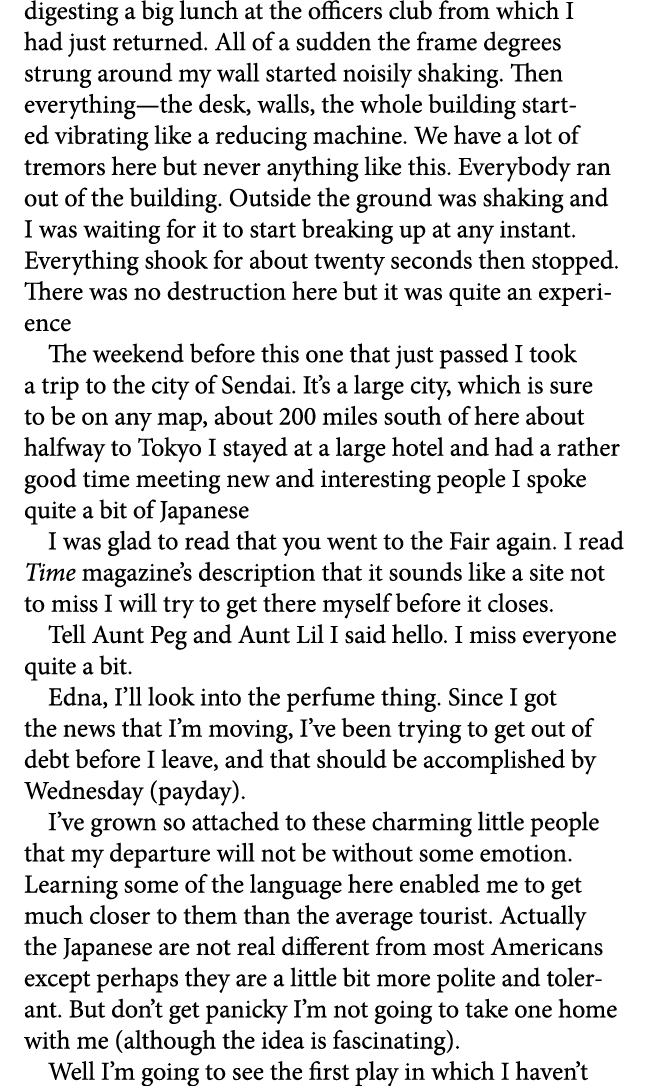 digesting a big lunch at the officers club from which I had just returned. All of a sudden the frame degrees strung a...