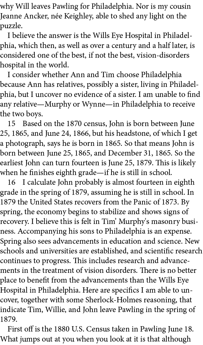 why Will leaves Pawling for Philadelphia. Nor is my cousin Jeanne Ancker, n e Keighley, able to shed any light on the...