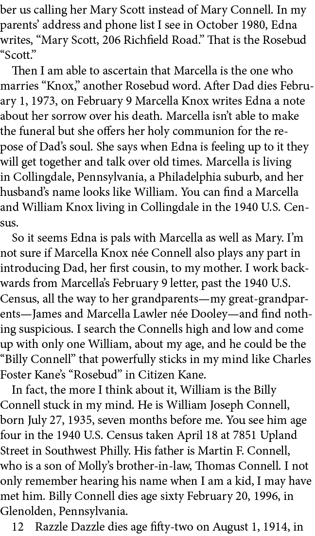 ber us calling her Mary Scott instead of Mary Connell. In my parents’ address and phone list I see in October 1980, E...