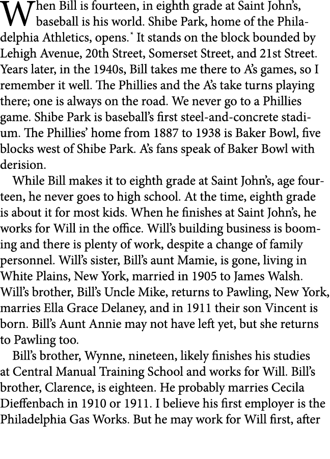 When Bill is fourteen, in eighth grade at Saint John’s, baseball is his world. Shibe Park, home of the Philadelphia A...