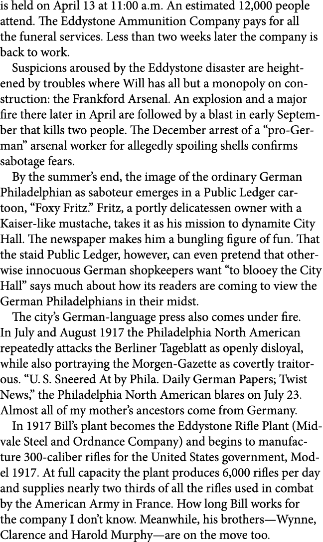 is held on April 13 at 11:00 a.m. An estimated 12,000 people attend. The Eddystone Ammunition Company pays for all th...
