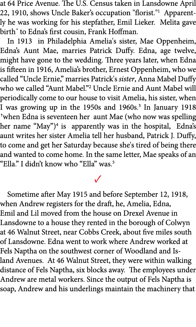 at 64 Price Avenue. The U.S. Census taken in Lansdowne April 22, 1910, shows Uncle Baker’s occupation \“florist.\" Ap...